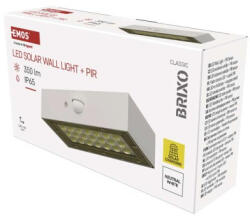 EMOS ZG161S LED SOLAR lámpatest BRIXO PIR, 350lm IP65 természetes fehér