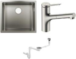 Hansgrohe Készlet acél mosogató Hansgrohe S 71 43427800, konyhai csaptelep Hansgrohe Zesis M33 74800800, 43921800