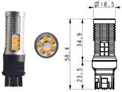 DT-Xenon T20 7444 W21W - W21/5W LED 30x3030SMD 12W Epistar sárga Canbus