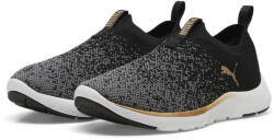 PUMA Softride Remi Slip-on Knit női futócipő PUMA Black Gold Cool Dark Gray fekete|szürke|sárga