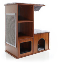 Fudajo fából készült macskaház kaparó szőnyeggel 69x39x80, 5 cm 63477 - ebuying