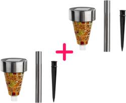 LEDvonal Led lámpatest , napelemes , földbe leszúrható , mozaik kirakású , narancssárga , króm , IP44 , 1+1