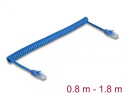 Delock Cablu spiralat RJ45 Cat. 6 UTP max 1.8m Albastru, Delock 90362 (90362)