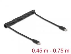 Delock Cablu spiralat USB 2.0 type C T-T max 0.75m, Delock 90369 (90369)