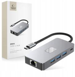 Tech-Protect HB05 Hub Type-c, Usb, Hdmi 4K 60HZ, Sd/tf, PD100W, RJ45 (USB TYPE-C / HDMI / SD / TF / RJ45)