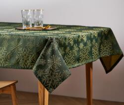 Tchibo Jacquard asztalterítő, zöld, extra méret Sötétzöld, aranyszínű elemekkel