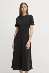 Tommy Hilfiger pamut ruha fekete, midi, harang alakú, WW0WW43838 - fekete XS
