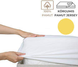 Kartaltex 180-200x200 pamut jersey körgumis lepedő - Citromsárga