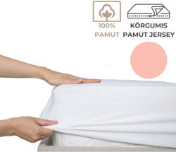 Kartaltex Lepedő - 90-100x200 cm - pamut jersey, körgumis - Babarózsaszín