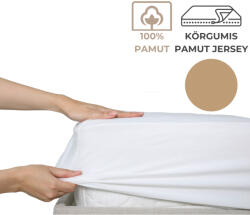 Kartaltex Lepedő - 90-100x200 cm - pamut jersey, körgumis - Homok