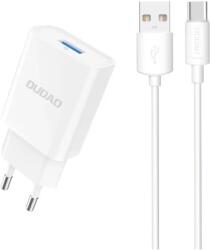 Dudao hálózati töltő adapter 2, 1A + Type-C kábel 1m (fehér)