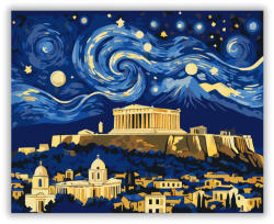  Csillagos Éjszaka Akropolisz Felett - számfestő készlet