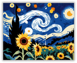  Csillagos Napraforgó Éjszaka - számfestő készlet