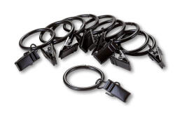 WOOLINE Set inele metalice pentru perdele cu cleme, negru, 10 buc