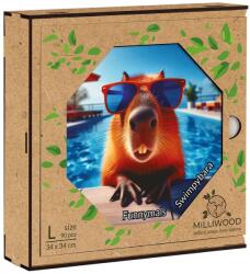 Milliwood Дървен пъзел Milliwood, Funnymals, 90 части - Капибара на плаж (OL-Swimpybara-5059)