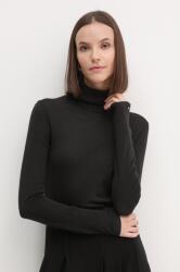 Tommy Hilfiger gyapjú pulóver könnyű, női, fekete, garbónyakú, WW0WW43098 - fekete XL