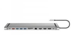 LogiLink USB 3.2 Gen2 dokkoló állomás, USB-C, 12 port, PD, ezüst (UA0411) - aqua