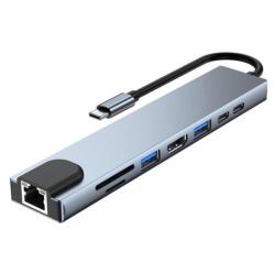 HOPE R Hub USB 3.1 tip C, 8 in 1 HDMI USB3.0 USB2.0 2xUSB3.1-C RJ45 SD TF, carcasa aluminiu, HOPE R (HU81HDLN31HPR)