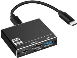 HOPE R Hub convertor 3 in 1 HOPE R, USB 3.1 Type-C la HDMI 4K 60Hz, USB 3.0 si port de incarcare USB Type-C, negru (CTU3H4k60UHP)