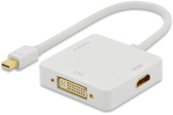 HOPE R Hub 3 in 1 Adaptor Mini Displayport la DisplayPort, DVI, HDMI, 20 cm, alb (H31MDPDVHDDP)