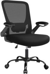 VASBÚTOR Irodai szék összecsukható karfákkal, ergonomikus számítógépes szék, fekete