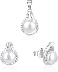 Beneto Elegáns ezüst ékszerkészlet valódi gyöngyökkel AGSET271PL (medál, fülbevaló)