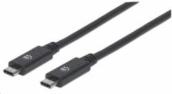 Manhattan USB-C kábel, USB 3.1 Gen 2, USB-C csatlakozó USB-C csatlakozóra, 10 Gbps, 5 A, 1m, fekete (355223)