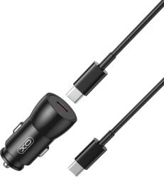 XO autós töltő CC57 PD 25W 1x USB-C fekete + USB-C - USB-C kábel