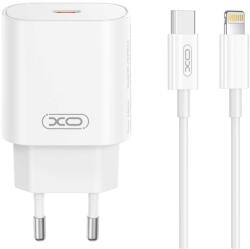 XO fali töltő CE25 PD 25W 1x USB-C fehér + USB-C - Lightning kábel
