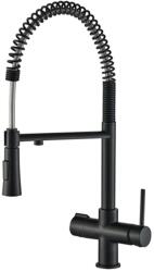 Bivio csaptelep víztisztítóhoz 3-utas, flexibilis zuhanyfejjel, FEKETE, BELLISSIMA (3W-BL-BL)