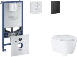 GROHE Rapid SLX - Set pentru montare încastrată, toaletă, capac Softclose și clapetă Even, phantom black SANI11BB5110 (SANI11BB5110)