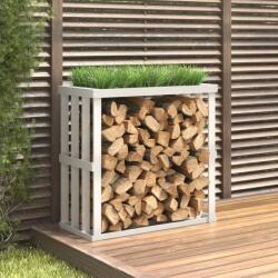 vidaXL Външна поставка за дърва за огрев бяла 33, 5x30x110 см бор масив (822627)