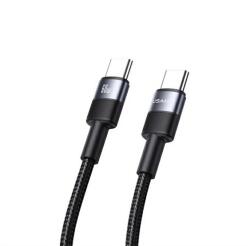 USAMS Cablu de date USAMS SY (Tip-C - Tip-C, 60W, încărcător rapid PD, 120cm, șiret) NEGRU SJ724USB01 (SJ724USB01)