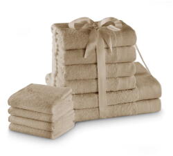 Restilo Bézs frottír pamut törölköző és fürdőlepedő készlet 10 db-os Amari - Restilo