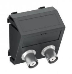 OBO Bettermann 6105105 MTS-2BC F SWGR1 Modul 45 BNC csatlakozóaljzat kettes hüvely-hüvely 45x45mm szürkésfekete (6105105)
