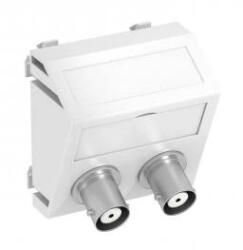 OBO Bettermann 6105102 MTS-2BC F RW1 Modul 45 BNC csatlakozóaljzat kettes hüvely-hüvely 45x45mm hófehér (6105102)