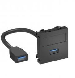 OBO Bettermann 6104925 MTG-U3A F SWGR1 Modul45 USB 3.0 A-A csat. aljz. kábellel hüvely-hüvely 45x45mm szürkésfekete (6104925)