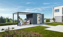 Biohort Neo prémium fém kerti ház kétszárnyú ajtóval, 3B 236 x 292 cm, kvarcszürke-metál (87069)