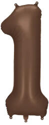 Partydeco Számos lufi 34" 86cm óriás barna fólia szám, számjegy 1-es (LUFI676302)