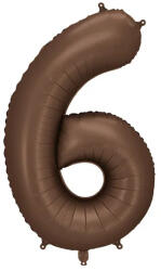 Partydeco Számos lufi 34" 86cm óriás barna szám, számjegy 6-os (LUFI517610)