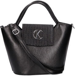 Karen női kézitáska elegáns fekete, prémium rostbőr nagyméretű (kn-9420-black)