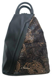 Natascia Valódi bőr női hátizsák többfunkciós fekete elegáns virágmintás (na-9955-black)