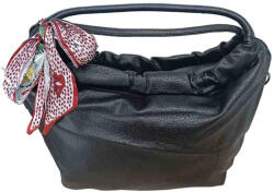 Plazabox Nagyméretű fekete női válltáska kendővel díszítve (run-6636-black)