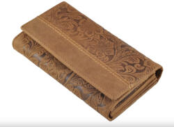 Always Wild Katalin valódi bőr női pénztárca barna nyomott virágmintás nagyméretű (fr-2960-brown)