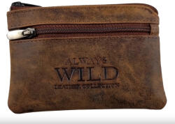 WILD Bőr kulcstartó barna Wild díszdobozban cipzáras (fr-5995-brown)