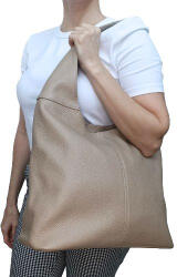 Made in Italy Adala valódi bőr női válltáska bézs nagyméretű shopper prémium (na-012-beige)