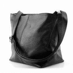 Made in Italy Panni valódi bőr női táska fekete színben 29 x 21x 14 cm (na-88-black)