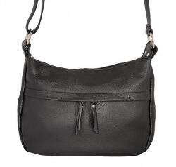 Made in Italy Valódi bőr női válltáska fekete színű közepes méretű (na-998-black)