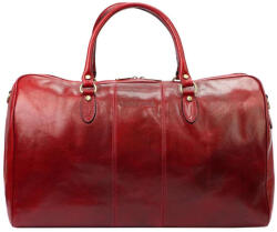 Made in Italy Valódi bőr utazótáska luxus prémium minőség piros bordó (en-greg-05-red)