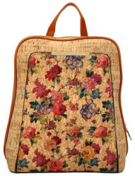 Plazabox Női hátizsák parafa anyagból virágmintás (le-619-black-croco)